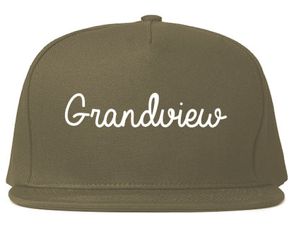 Grandview Washington WA Script Mens Snapback Hat Grey