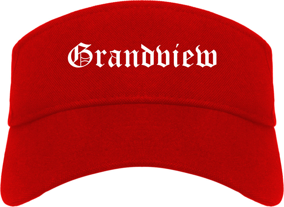 Grandview Washington WA Old English Mens Visor Cap Hat Red
