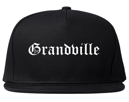 Grandville Michigan MI Old English Mens Snapback Hat Black