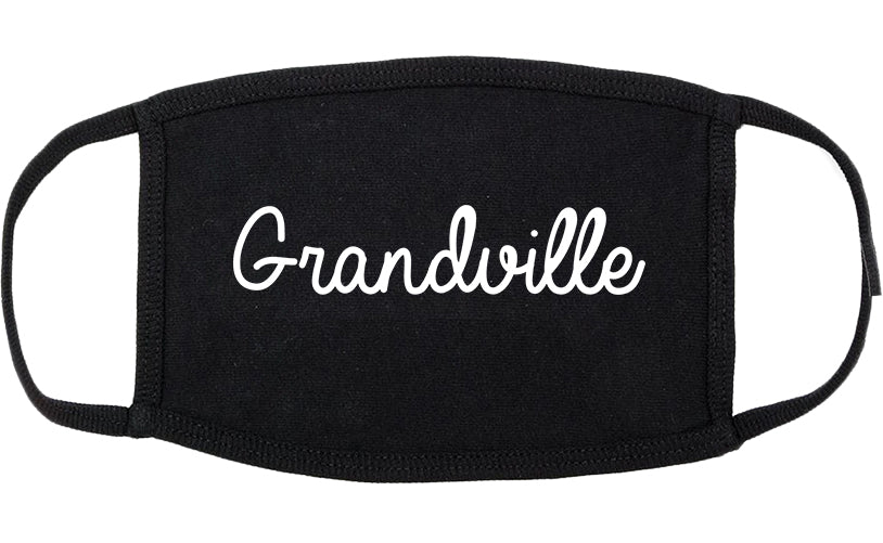 Grandville Michigan MI Script Cotton Face Mask Black
