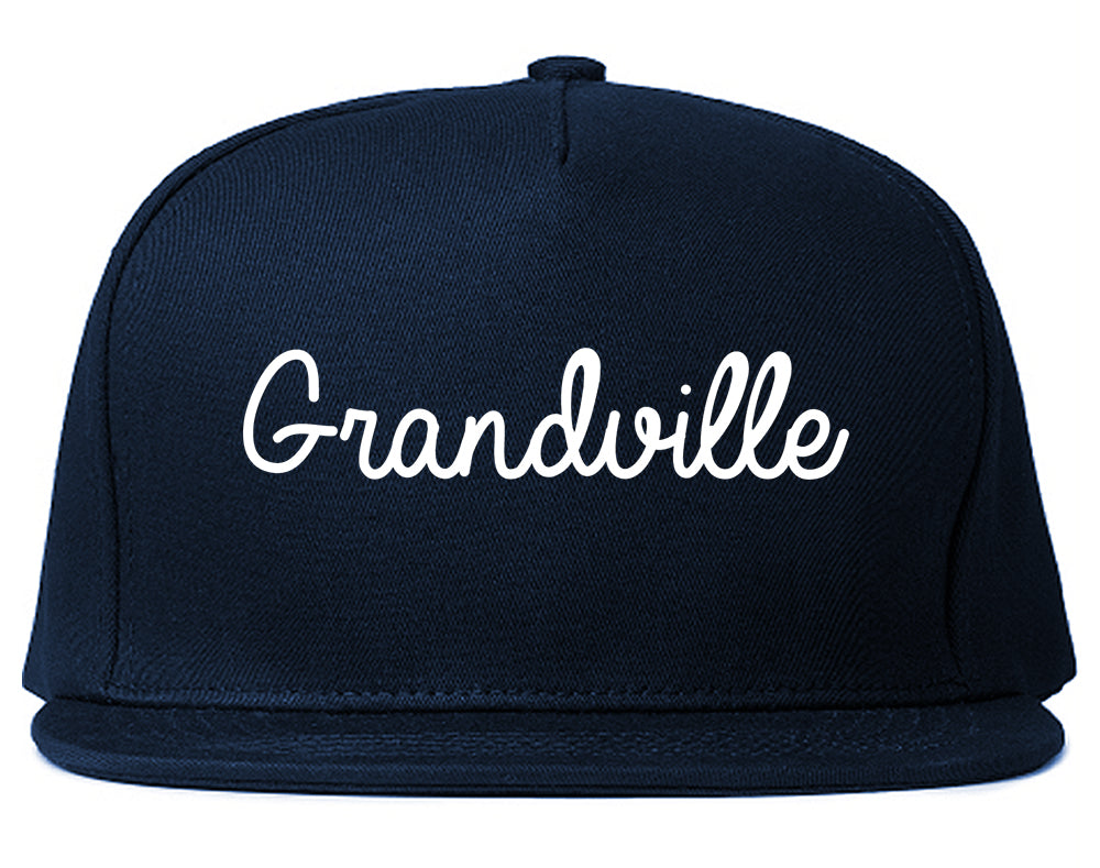 Grandville Michigan MI Script Mens Snapback Hat Navy Blue