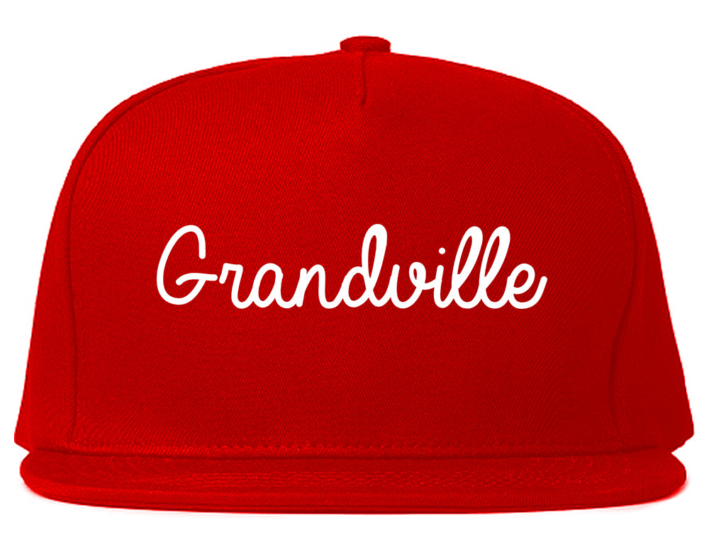 Grandville Michigan MI Script Mens Snapback Hat Red