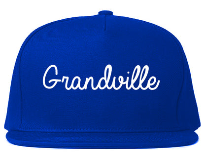 Grandville Michigan MI Script Mens Snapback Hat Royal Blue