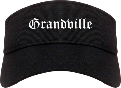 Grandville Michigan MI Old English Mens Visor Cap Hat Black