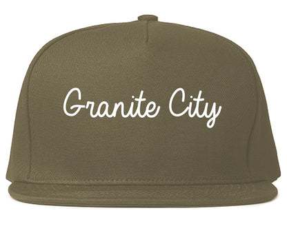 Granite City Illinois IL Script Mens Snapback Hat Grey