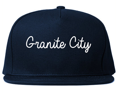 Granite City Illinois IL Script Mens Snapback Hat Navy Blue