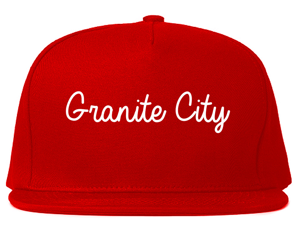 Granite City Illinois IL Script Mens Snapback Hat Red