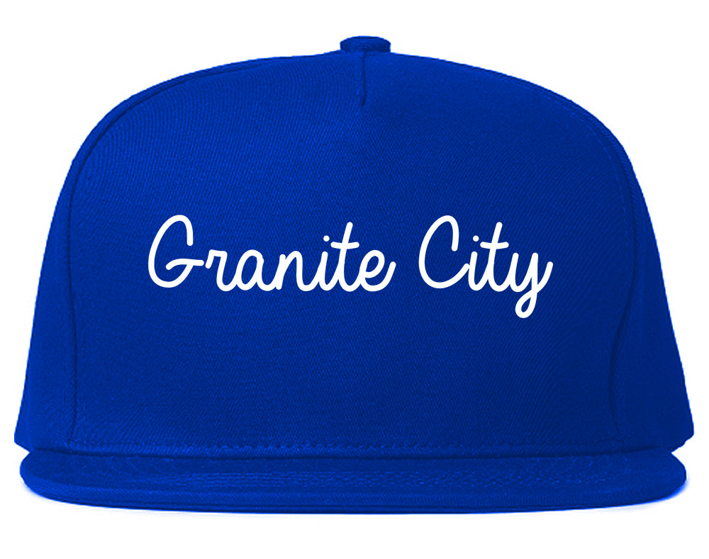Granite City Illinois IL Script Mens Snapback Hat Royal Blue