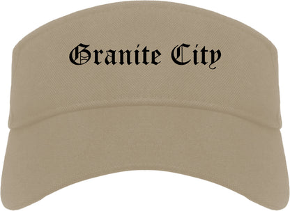 Granite City Illinois IL Old English Mens Visor Cap Hat Khaki