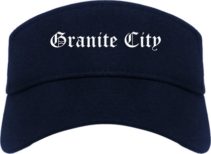 Granite City Illinois IL Old English Mens Visor Cap Hat Navy Blue