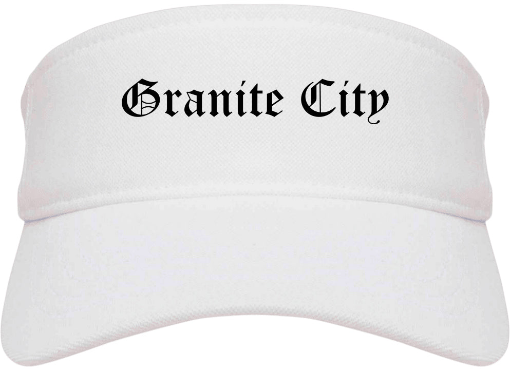 Granite City Illinois IL Old English Mens Visor Cap Hat White