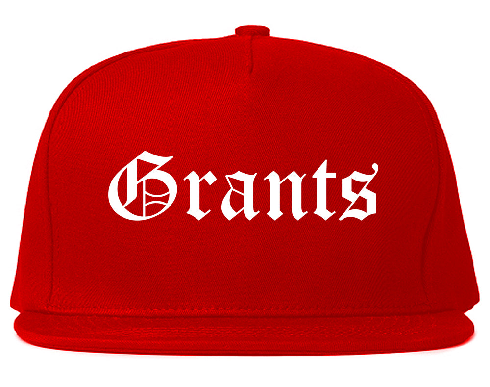 Grants New Mexico NM Old English Mens Snapback Hat Red