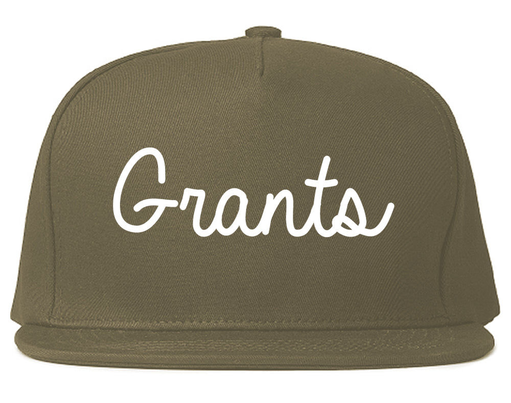 Grants New Mexico NM Script Mens Snapback Hat Grey