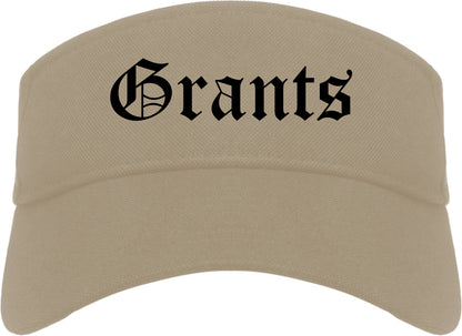 Grants New Mexico NM Old English Mens Visor Cap Hat Khaki