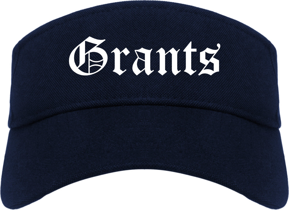 Grants New Mexico NM Old English Mens Visor Cap Hat Navy Blue