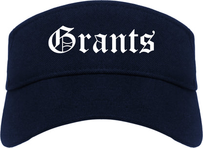 Grants New Mexico NM Old English Mens Visor Cap Hat Navy Blue