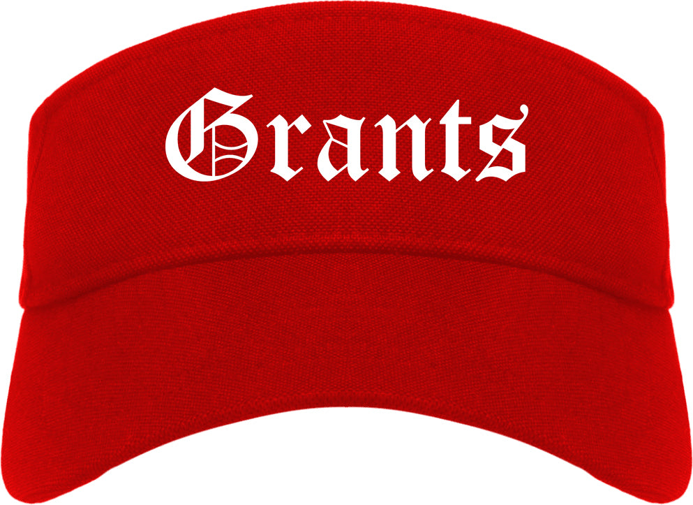 Grants New Mexico NM Old English Mens Visor Cap Hat Red