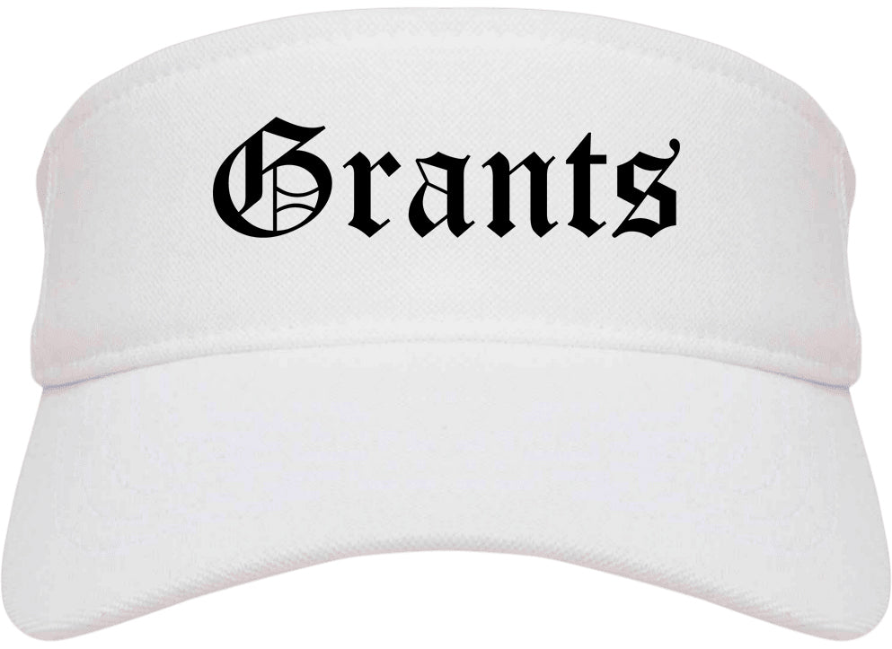 Grants New Mexico NM Old English Mens Visor Cap Hat White