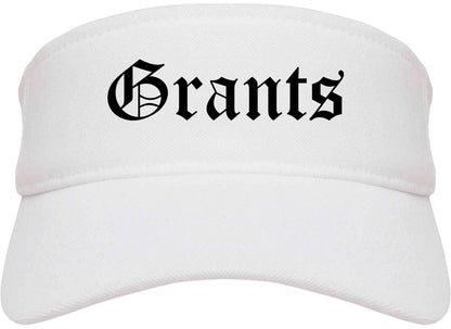 Grants New Mexico NM Old English Mens Visor Cap Hat White