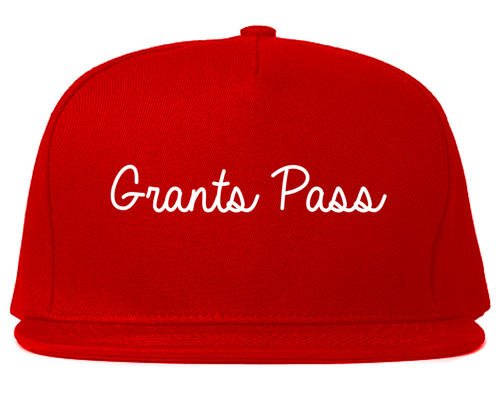 Grants Pass Oregon OR Script Mens Snapback Hat Red