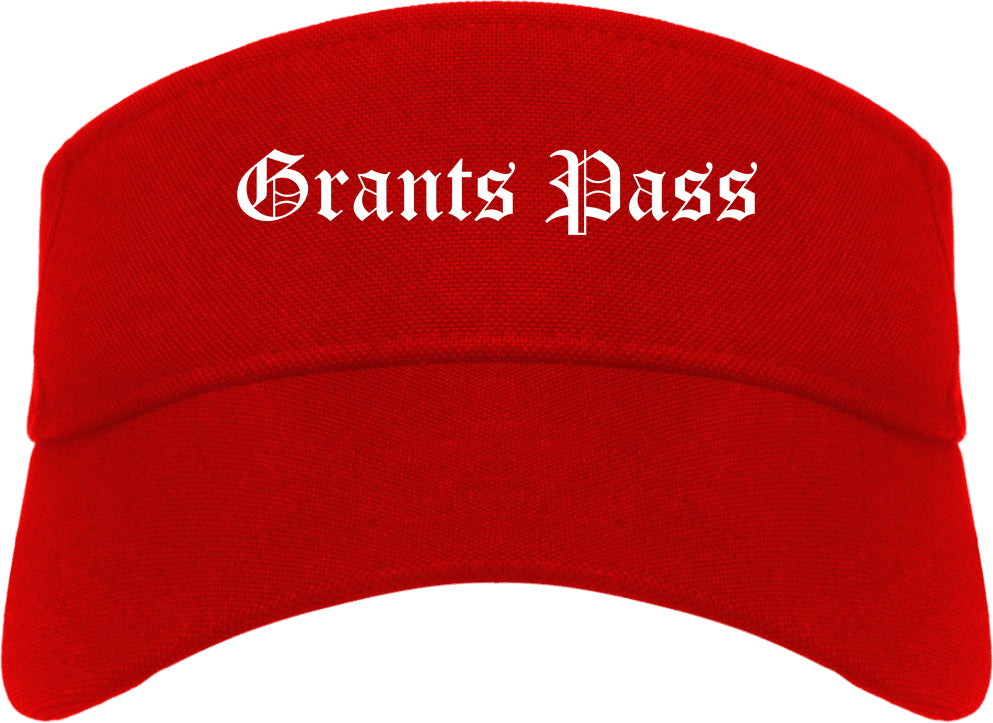 Grants Pass Oregon OR Old English Mens Visor Cap Hat Red