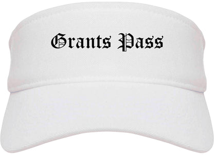 Grants Pass Oregon OR Old English Mens Visor Cap Hat White