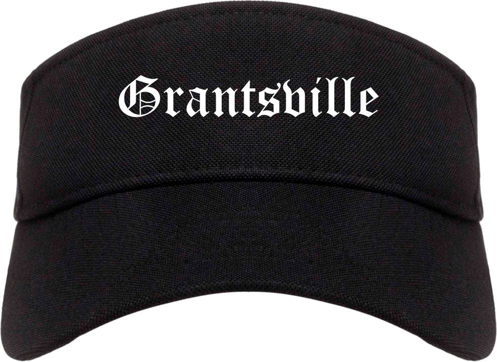 Grantsville Utah UT Old English Mens Visor Cap Hat Black