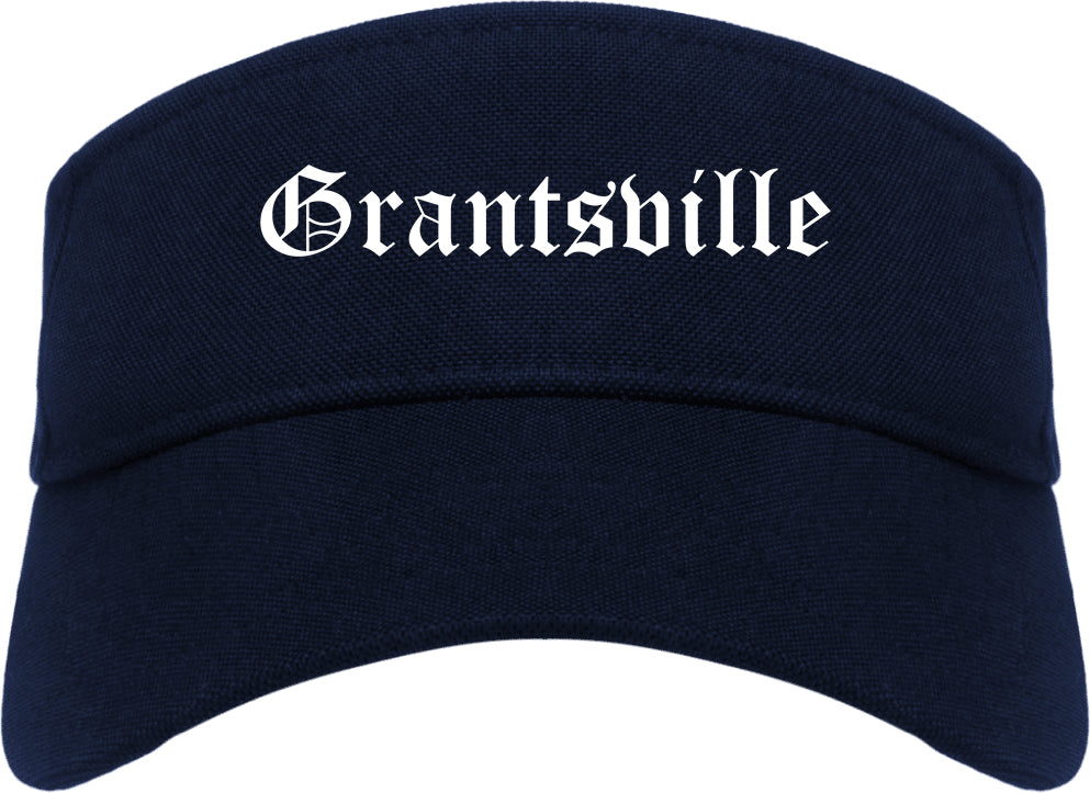 Grantsville Utah UT Old English Mens Visor Cap Hat Navy Blue