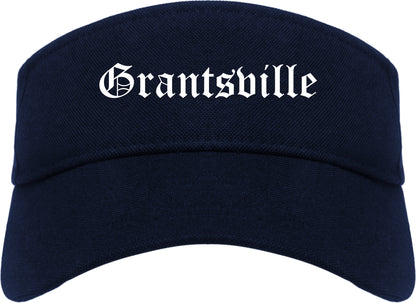Grantsville Utah UT Old English Mens Visor Cap Hat Navy Blue