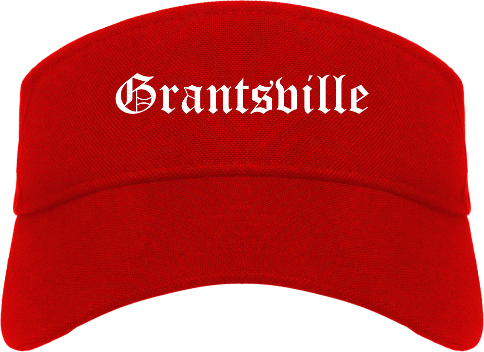 Grantsville Utah UT Old English Mens Visor Cap Hat Red