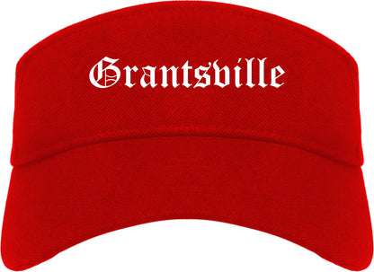 Grantsville Utah UT Old English Mens Visor Cap Hat Red