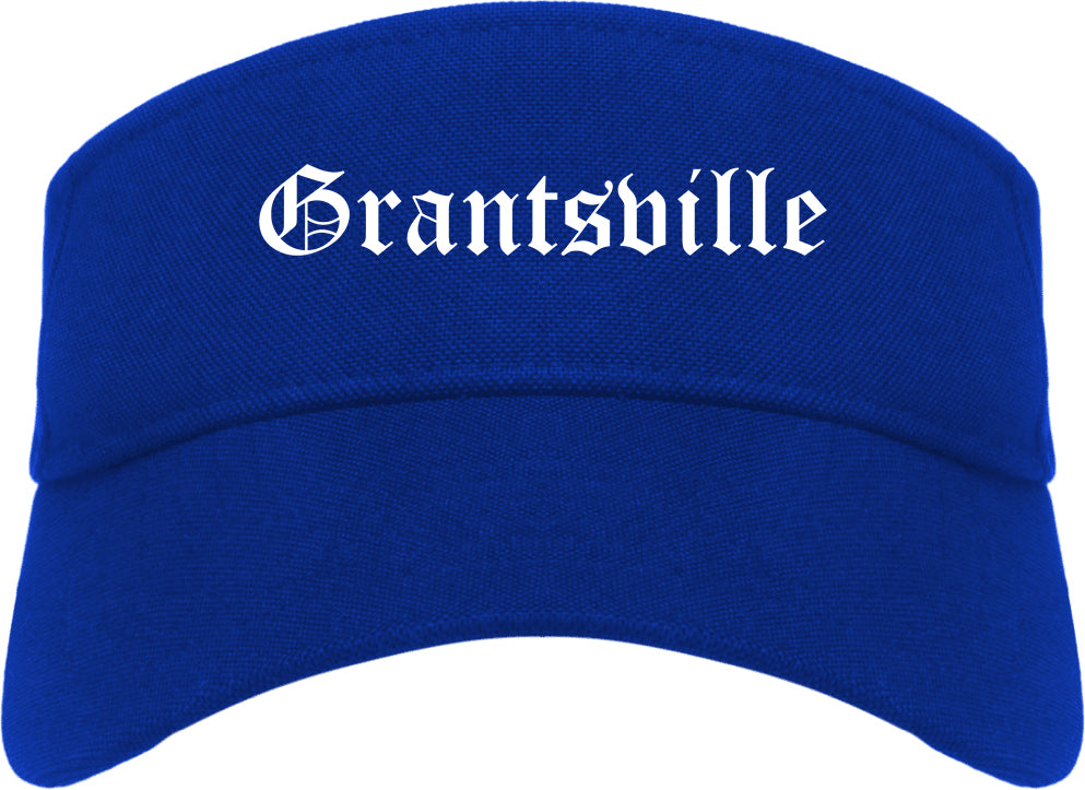 Grantsville Utah UT Old English Mens Visor Cap Hat Royal Blue