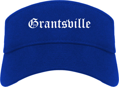 Grantsville Utah UT Old English Mens Visor Cap Hat Royal Blue