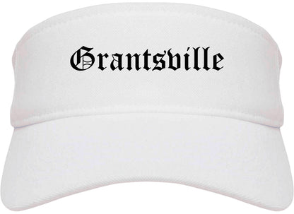 Grantsville Utah UT Old English Mens Visor Cap Hat White