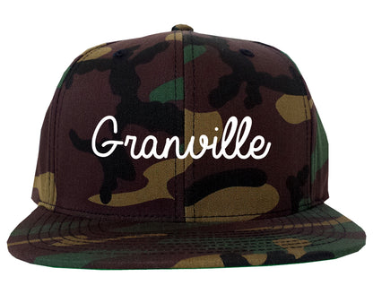 Granville Ohio OH Script Mens Snapback Hat Army Camo