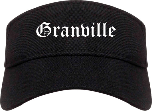 Granville Ohio OH Old English Mens Visor Cap Hat Black