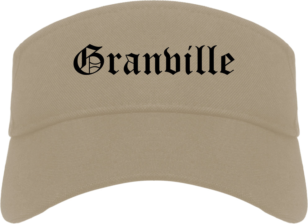 Granville Ohio OH Old English Mens Visor Cap Hat Khaki