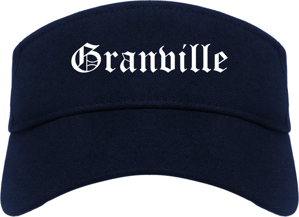 Granville Ohio OH Old English Mens Visor Cap Hat Navy Blue