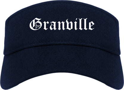 Granville Ohio OH Old English Mens Visor Cap Hat Navy Blue