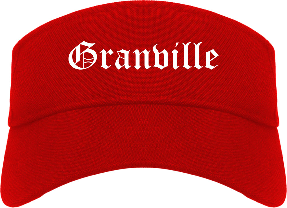 Granville Ohio OH Old English Mens Visor Cap Hat Red