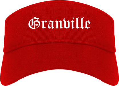Granville Ohio OH Old English Mens Visor Cap Hat Red