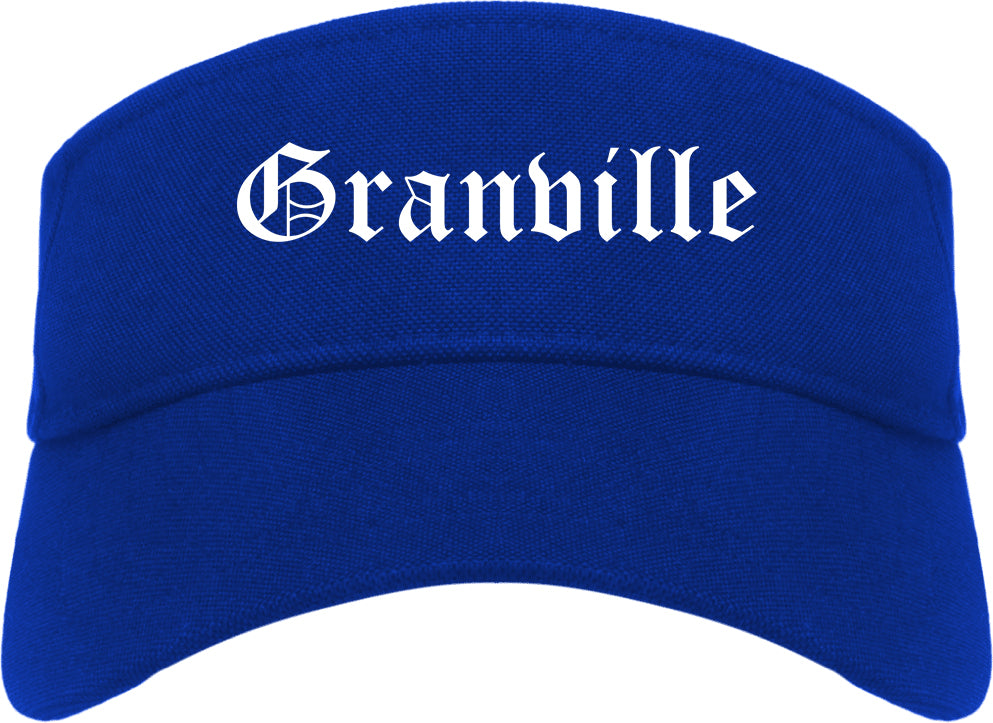 Granville Ohio OH Old English Mens Visor Cap Hat Royal Blue