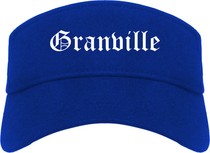 Granville Ohio OH Old English Mens Visor Cap Hat Royal Blue