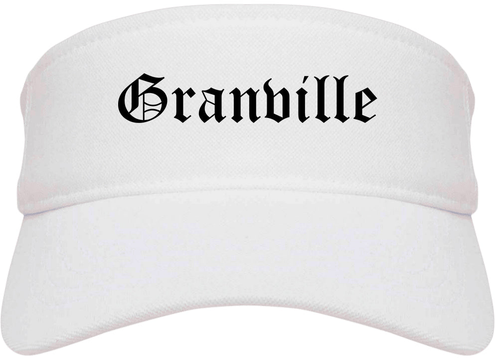 Granville Ohio OH Old English Mens Visor Cap Hat White