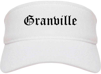 Granville Ohio OH Old English Mens Visor Cap Hat White