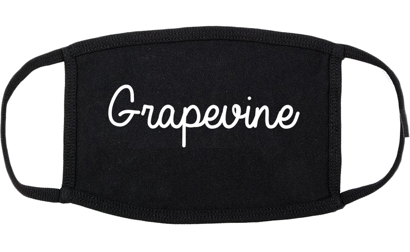 Grapevine Texas TX Script Cotton Face Mask Black