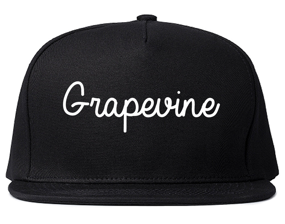 Grapevine Texas TX Script Mens Snapback Hat Black