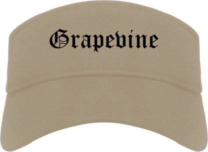 Grapevine Texas TX Old English Mens Visor Cap Hat Khaki