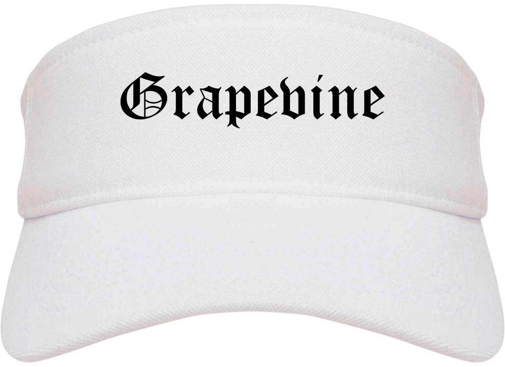 Grapevine Texas TX Old English Mens Visor Cap Hat White