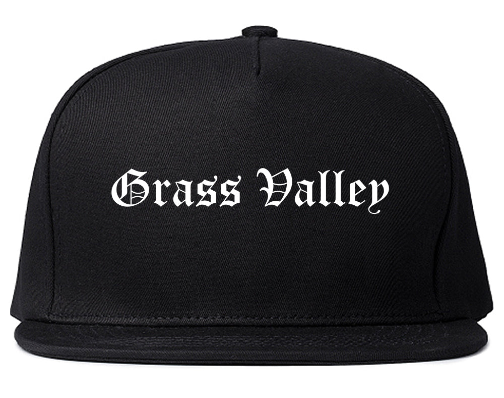 Grass Valley California CA Old English Mens Snapback Hat Black